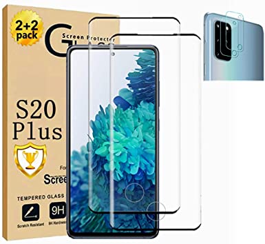 Galaxy S20  Plus Screen Protector 【2 2 Pack】Camera Lens Protector [ 3D Glass ] Compatible Fingerprint 9H Hardness Tempered Glass Screen Protector for Samsung Galaxy S20 Plus 5G