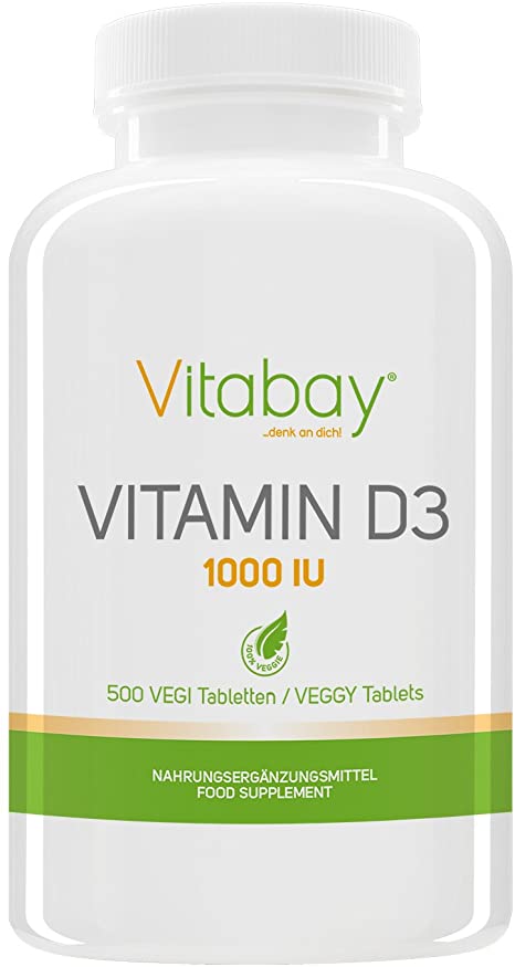 Vitamin D3 1.000 I.U. – 500 veggy Tablets – for Strong Healthy Bones