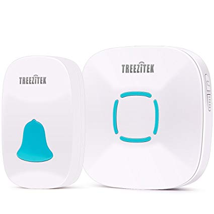 Wireless Doorbell,Treezitek Doorbells Chime Kit for Home w/ 36 Chimes & Adjustable Volume; Waterproof Range Up to 1000ft Operating Sound and LED Flash (1 Receiver&1 Push Button)