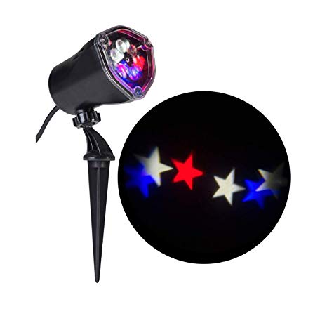 Americana Patriotic Red White & Blue Stars Whirl a Motion LED Projector Light for July 4th!