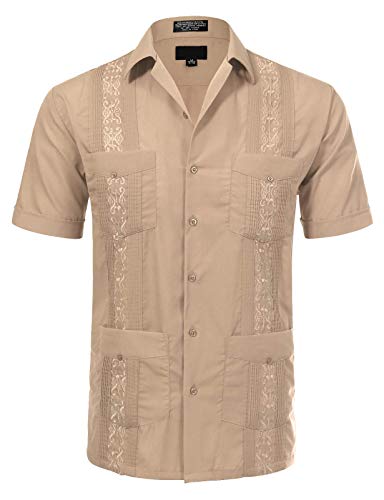 JD Apparel Men's Short Sleeve Cuban Guayabera Shirts