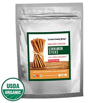 Organic Cinnamon Sticks Ceylon 3.5 oz Fair Trade Certified Freshly Harvested in Ceylon w/E-BOOK