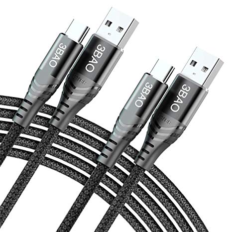 USB C Cable, USB C Charger Fast Charging Cable(2Pack 3.3FT 6.6FT) Nylon Braided USB A 2.0 to USB-C Cord for Samsung Galaxy S10 S9 S8 Plus,Note 9 8，Nintendo Switch,MacBook,iPad Pro 2018,Sony XZ,HTC 10, Xiaomi 5 LG V20 G5 G6,Google Pixel and More(Black)