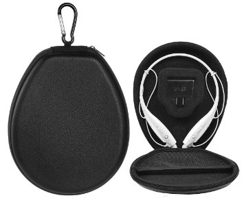 BOVKE(TM) Shockproof PU Leather Protection Carrying Case Cover Box Bag for LG Electronics Tone   HBS-730 HBS730 HBS 730 HBS-750 700 HBS-800 900 700W Stereo Wireless Bluetooth Headset HeadPhone (Black)