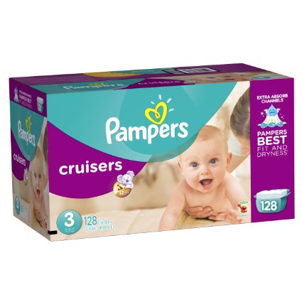 Pampers Cruisers Diapers Giant Pack, Size 3, 128 Count