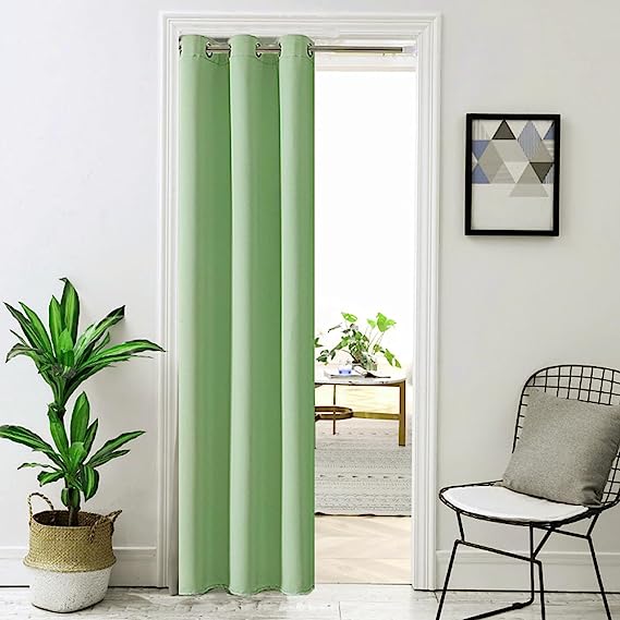 Green Doorway Curtain Panel Room Divider Solid Blackout Curtains 78 Inches Long Grommet Drapes Room Darkening Thermal Insulated Energy Efficient Window Treatment for Bay Window 1 Panel W39 x L78 Inch