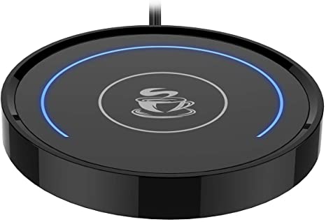 Coffee Mug Warmer, Cup & Coffee warmer Smart Thermostat Coaster for Hot Tea Beverage Office/Home Desk Use with Gravity Switch Auto On/Off 135F, Semi-ring LED Indicator