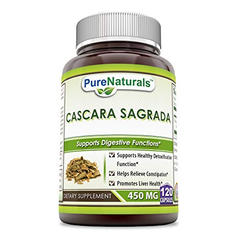 Pure Naturals Cascara Sagrada 450 Mg 120 Capsules, Supports Healthy Detoxification Function* Helps Relieve Constipation* Promotes Liver Health*