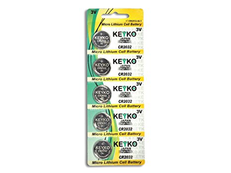 CR2032 3V Micro Lithium Coin Lithium Cell Battery 2032. Genuine KEYKO ® - 5 pcs Pack (1 Blister)