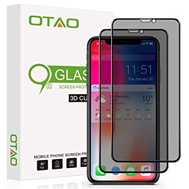 OTAO Privacy Screen Protector for iPhone 11/iPhone XR 6.1inch True 28°Anti Spy Tempered Glass Full-Coverage (2 -Pack)