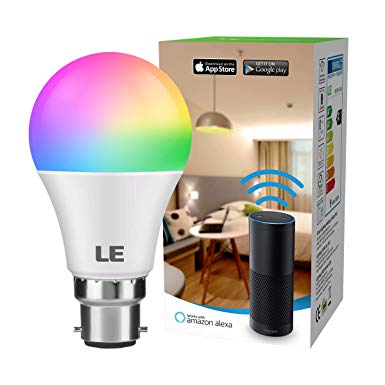 LE WiFi Smart Bulb B22, Work with Alexa, Google Assistant and IFTTT, 9W RGBW LED Light, Time Schedule, Dimmable, Colour Changing, No Hub Required