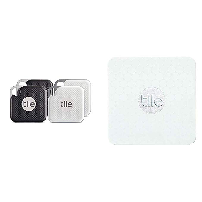 Tile Pro with Replaceable Battery - 4 Pack (2 x Black, 2 x White) & Slim - Phone Finder. Wallet Finder. Anything Finder - 1 Pack