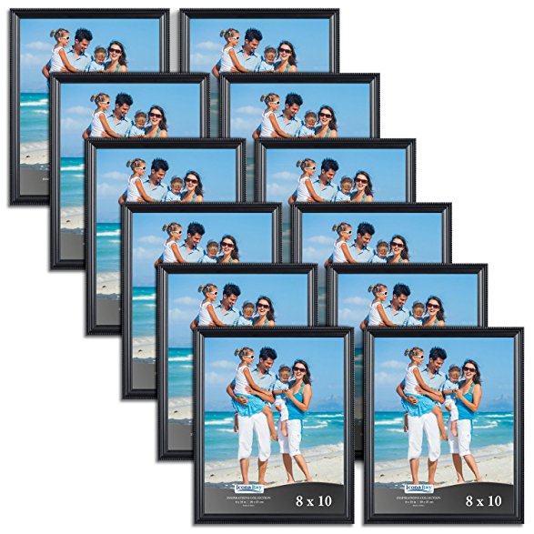Icona Bay Black Picture Frames Bulk Set (8 x 10 Inch, 12 Pack), Wall Mount Hangers and Table Top Easel, Display 8x10" Photo Frame Horizontally or Vertically, Inspiration Collection