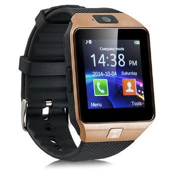 Bluetooth Smartwatch DZ09 With SIM Card Camera Support TF Card for Apple IOS Samsung Android Cell Phones (Black hand Gold dial)