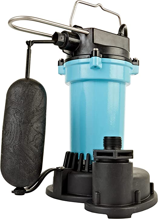 Little Giant 5.5-ASPA 115-Volt, 2100 GPH 1/4 HP Automatic Aluminum Sump Pump with snap-action float switch and 10-Ft. Cord, Blue or Black, 505702