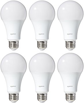 AmazonBasics 100 Watt Equivalent, Soft White, Dimmable, A21 LED Light Bulb, 6-pack