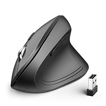 iClever Vertical Mouse - Ergonomic Wireless Mouse 6 Buttons with Adjustable DPI 1000/1600/2000/2400 Comfortable 2.4G Optical Ergo Mouse for Laptop, Computer, Desktop, Mac, Windows, Mac OS