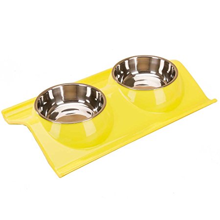 No Spill dog food bowl Stainless Steel cat Bowls .Quality Feeder Solution for Puppies and Middle size Dogs.