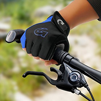 GEARONIC TM New Fashion Cycling Bike Bicycle Motorcycle Shockproof Outdoor Sports Half Finger Short Gloves