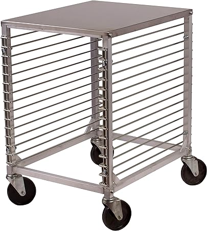 Winco 15-Tier Aluminum Sheet Pan Rack with Hard Top and Wire Slides