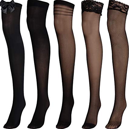 Silk Thigh High Stocking for Women Lace Silicone Satin Bow Top Stocking