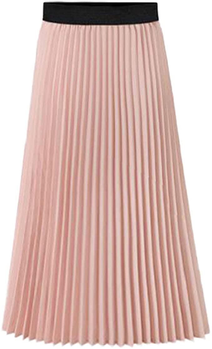 Howriis Women's Summer Chiffon Pleated A-line Midi Skirt Dress