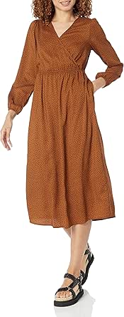 Amazon Essentials Womens Long Sleeve Wrap Midi Dress