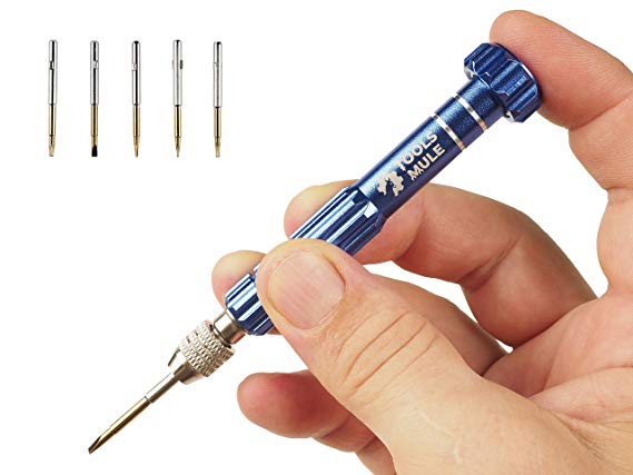 Tools Mule 5-in-1 Multifunctional Precision Screw Driver for Electronics, iPhone and other Cellphone, Macbook, Eyeglass, Jewelry and More - Professional Screwdriver Set Computer Repair Kit with 5 Bits
