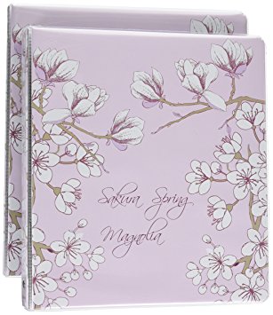 COMIX Premium Designer 3 Round Ring Binder 1 Inch, 2 Pack (A2134) (Sakura Spring Flower)