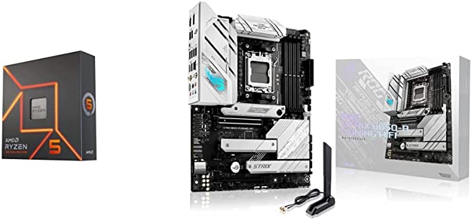 AMD Ryzen™ 5 7600X 6-Core, 12-Thread Unlocked Desktop Processor ASUS ROG Strix B650-A Gaming WiFi 6E AM5 (LGA1718)Ryzen 7000 Gaming Motherboard(12 2 Power Stages,DDR5,3xM.2 Slots,PCIe® 4.0, 2.5G LAN)