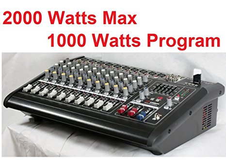 GTD Audio 10 Channal 1000Watt Professional Powered Mixer Amplifier (500w RMS / 2x250w RMS)