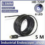 GCA 55mm Diameter USB Waterproof 6 Led Endoscope Borescope Inspection Wire Camera 5m