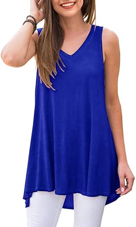 AWULIFFAN Women's Summer Sleeveless V-Neck T-Shirt Tunic Tops Blouse Shirts