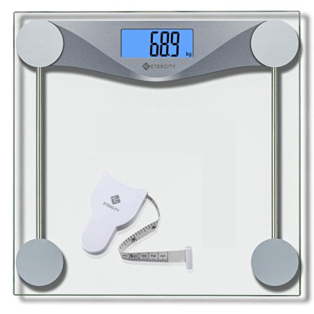 Etekcity High Precision Digital Body Weight Bathroom Scale, with Step-On Technology, Body Measuring Tape Included, 28st/180kg/400lb, Backlight Display