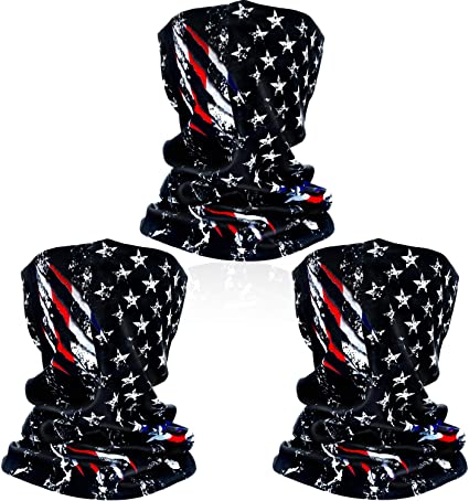 SATINIOR 3 Pack American Flag Face Mask Seamless Outdoor Microfiber Motorcycle Face Mask Outdoor Mask for Sport Headwear Hiking Cycling Ski Snowboard