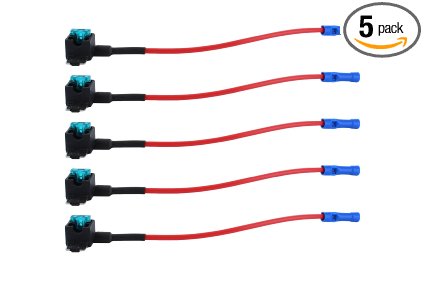 ABN 12V Add a Circuit or Fuse Kit Blade Fuse Tap Mini ATM Low Profile Blade Fuse 15A AMP Adapter (5 Pack)