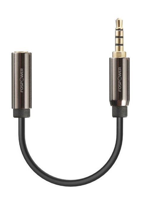 FosPower 4 Inch 35mm Male to 35mm Female Auxiliary 4-Conductor TRRS Stereo Audio Extension Cable 24K Gold Plated Connectors for Apple Samsung Motorola HTC Nokia LG Sony and More
