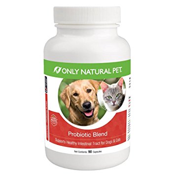 Only Natural Pet Probiotic Dog & Cat Supplement - Digestive Intestinal Tract Health Enzyme Formula - 90 Capsules