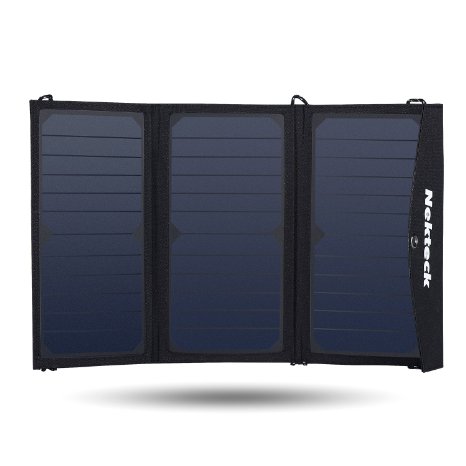 Nekteck 20W Solar Charger with 2-Port USB Charger Build with High efficiency Solar Panel Cell for iPhone 6s  6  Plus iPad Air  mini Galaxy S6 S6 Edge Nexus 5X6P any USB devices and more