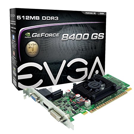 EVGA 512-P3-1300-LR GeForce 8400 GS 512 MB DDR3 PCI Express 2.0 DVI/HDMI/VGA Graphics Card
