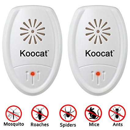 2PCS Pest Control, Koocat Ultrasonic Repeller Repellent for Insects, Rodents, Roaches, Flies, Ants, Spiders, Mice, Bugs, Non-toxic, Environment-friendly, Children & Pets safe