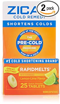 Zicam Cold Remedy RapidMelts with Echinacea, Lemon-Lime 25 ea (Pack of 2)