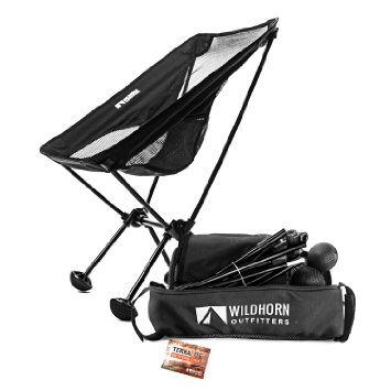 Terralite Portable Camp / Beach Chair Perfect For Beach, Camping, Backpacking, & Outdoor Festivals. Compact & Heavy Duty (Supports 350 lbs). Includes TerraGrip Feet- Won't Sink In the Sand or Mud.