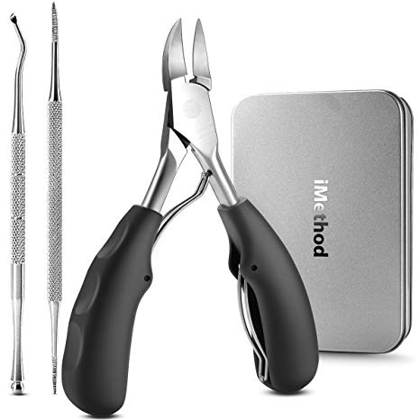 Toenail Clippers for Thick Nails - iMethod Surgical Grade Stainless Steel Ingrown Toenail Tool Set with Nail Nippers, Nail Lifter and Toenail File, Perfect for Everyone, Especially for Seniors