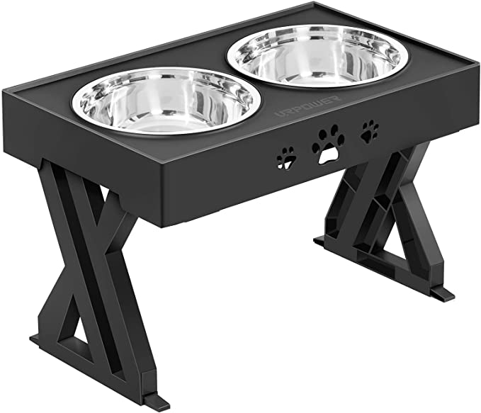 URPOWER Elevated Dog Bowls Adjustable Raised Dog Bowl with 2 Stainless Steel 1.5L Dog Food Bowls Stand Non-Slip No Spill Dog Dish Adjusts to 3 Heights 2.8”, 8”, 12”for Small Medium Large Dogs and Pets