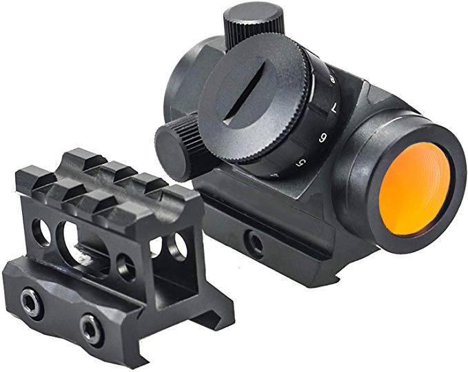 Hauska Tactical Red Dot Sight 1x25 1” Inch Riser Picatinny Mount Co Witness Iron Sight 1 Inch Height 1/3 co-Witness Red Dot Reflex Sight Scope