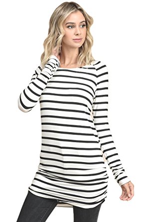 Vanilla Bay Long Sleeve Striped Ruched Top