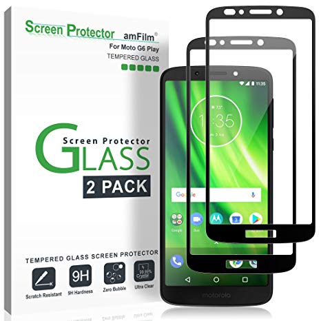 Moto G6 Play Screen Protector Glass (2 Pack), amFilm Dot Matrix Motorola Moto G6 Play Tempered Glass Screen Protector 2018 (2 Pack)