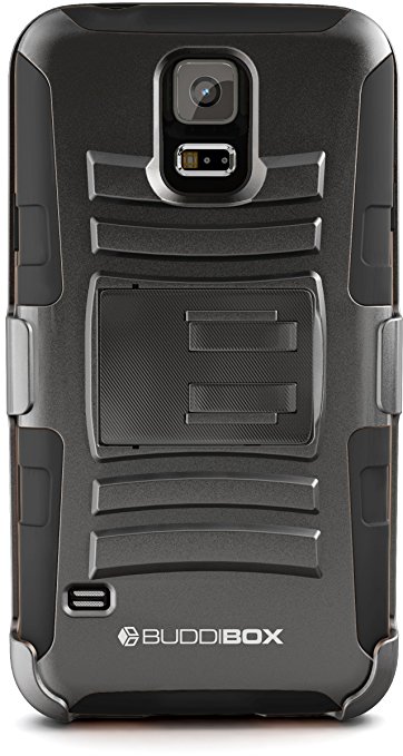 BUDDIBOX Galaxy S5 Case,  [HSeries] Heavy Duty Swivel Belt Clip Holster with Kickstand Maximal Protection Case for Samsung Galaxy S5, (Black)