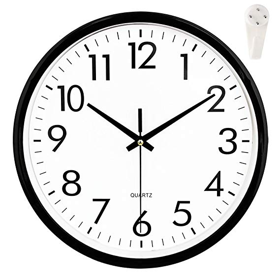 OCEST Wall Clock, 10” Silent Outdoor Clock Non Ticking Large Display Battery Operated Decorative Quartz Clocks for Kitchen Office Patio Pool Bathroom Living Room